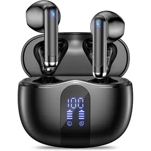 Wireless Earbuds, Bluetooth 5.4 Headphones HiFi Stereo with 4 HD Mic, 50H Playtime Bluetooth Earbuds with LED Display, IPX7 Waterproof Wireless Earphones, Touch Control Ear Buds,USB-C Black