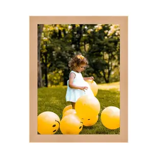 Natural 25x8 Wood Picture Frame Acrylic Glass - Light Wood Frame