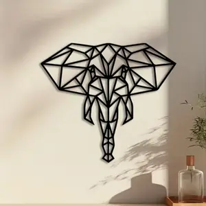 1pc Modern Geometric Elephant, Giraffe and Lion Metal Wall Art, Modern Geometric Elephant, Giraffe and Lion Statue Mural, Perfect for Living Room, Lounge, Outdoor Space Decor, New Year Decor, Ideal Gift for Animal Lovers weird home decor