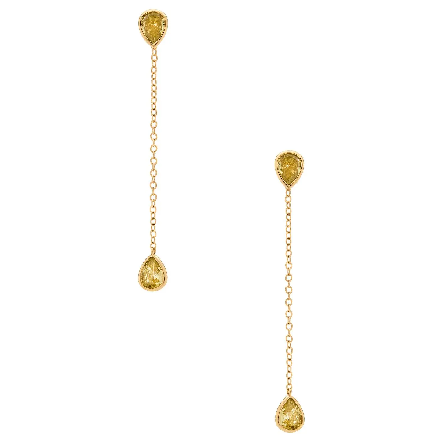 Ettika Radiant Gem Linear Chain Drop Earrings in Peridot Crystal & Gold