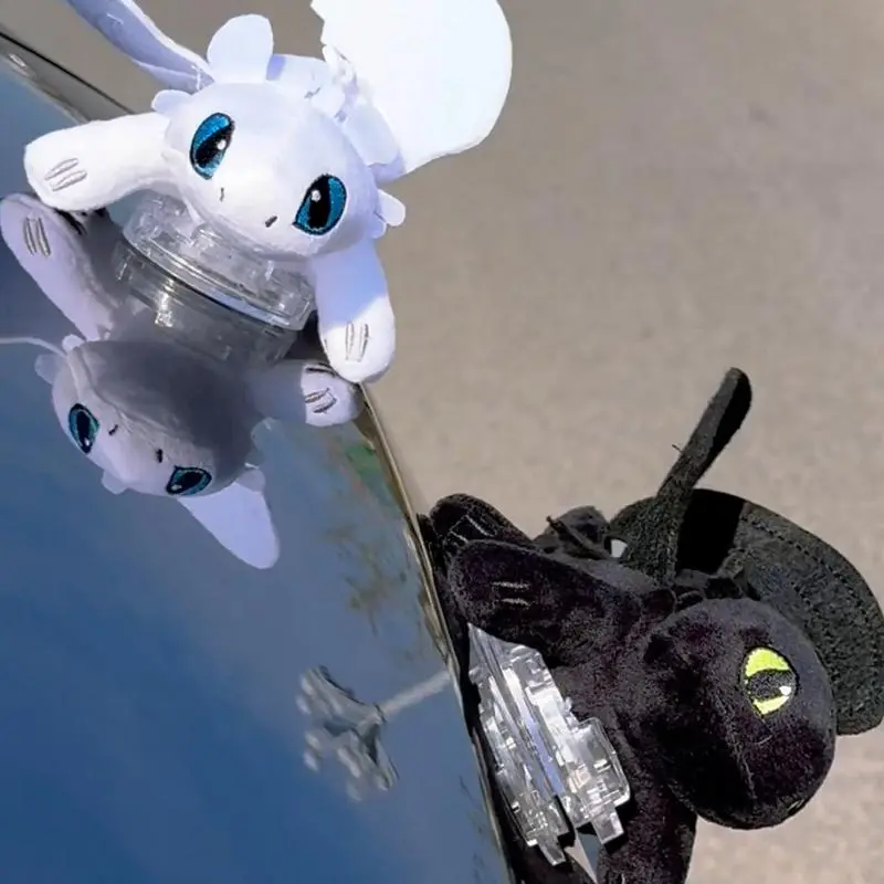 Toothless Night Fury Dragon Plush Pterosaur Statue - Plush Softness, Detailed Design Car Interior Decorative Vehicle Decor for Roof/Helmet