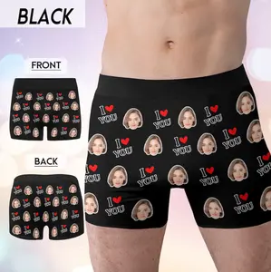 Custom Face boxer Briefs Gift for Boyfriend/Husband,Underwear with Photo, boxers with Picture Best Valentine's Day Gift Father's Day Gift Customized Polyester Print Soft Spandex ethika boxers psd girls