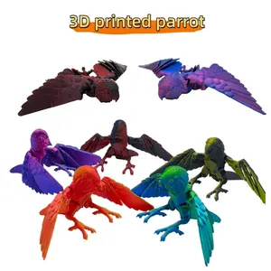 5pcs 3D Printed Parrot Toy Figurine, Fully Jointed, Stand or Lie Down, Home Decor, Shop, Office, Car Ornament, Gift Idea