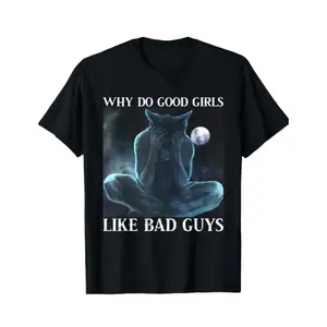 Why Do Good Girls Like Bad Guys Shirt, Funny Emo Wolf Meme T-Shirt, Cringecore Aesthetic Wolf Tee, Unisex Menswear Womenswear Top, Sadboy Internet Humor Style