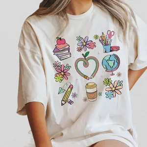 Back to School Shirt for Teachers, Groovy Teacher Shirt, Happy To See Your Face, Comfort Shirt for Teacher, Gifts for First Day Of School, Teacher Gift, Teacher Team Shirt, Kindergarten Teacher, Best Teacher Shirt, Preschool Tee, Oversized Tee, Women Top