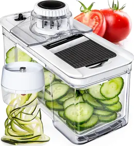 [Limited time deal] Adjustable Mandoline Slicer with Spiralizer Vegetable Slicer - Veggie Slicer Food Slicer with Grater