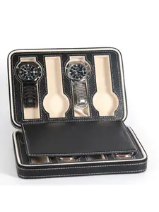 Portable PU Leather Watch Zipper Bag, Casual Simple Design, All Season Use, Watch Storage Box, Durable Fashion Accessory