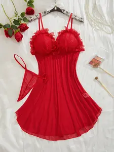 Plus Size Lingerie Set – Supportive Floral Lace Babydoll with G-String, Comfy Yet Sexy for Curvy Women
