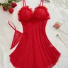 Plus Size Lingerie Set – Supportive Floral Lace Babydoll with Matching G-String, Comfy Yet Sexy for Curvy Women