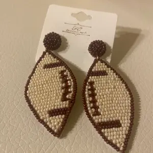 Football bead earrings , very lightweight, post back