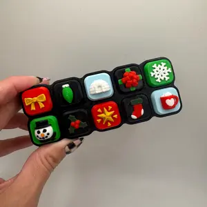 3D Printed Christmas Multiclicker – Holiday Fidget Toy with 10 Festive Designs | Stress Relief Gift | Christmas Desk Toy