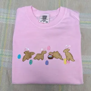 Easter Dino nuggies embroidered Easter comfort colors embroidered T-shirt
