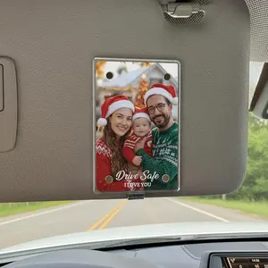 Car Visor Photo Clip 2 Pack - Acrylic Magnetic Car Picture Frame Holder | Clear Nonslip Strong Stickiness Universal Fit Auto Accessories | Display Family Couple Pet Photos | Personalized Car Memory Gift for Road Trips