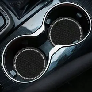 Car Cup Holder Coaster, 2 Counts Rhinestone Decor Car Cup Holder Pad, Universal Car Interior Decoration Accessories for Women & Men, Car Interior Accessories Girls