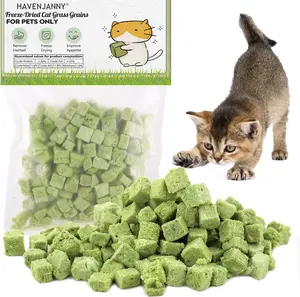 HavenJanny 60g Cat Grass Treats for Cats, Freezed Drying Cat Grass Teething Stick Snacks for Kitty, Edible Cats Chew Toys for Teeth Cleaning and Hairball Removal
