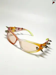 Punk Style Studded Decor Sunglasses, Trendy Casual Gothic Style Sunglasses for Everyday Use, Fashion Accessories for Outdoor Activities