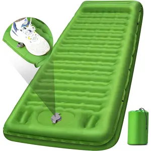 Camping Sleeping Pad, Extra Thick 5 Inch Camping Mat with Pillow Built-in Foot Pump Inflatable Sleeping Pads Compact for Camping Backpacking Hiking Traveling Tent(Green)
