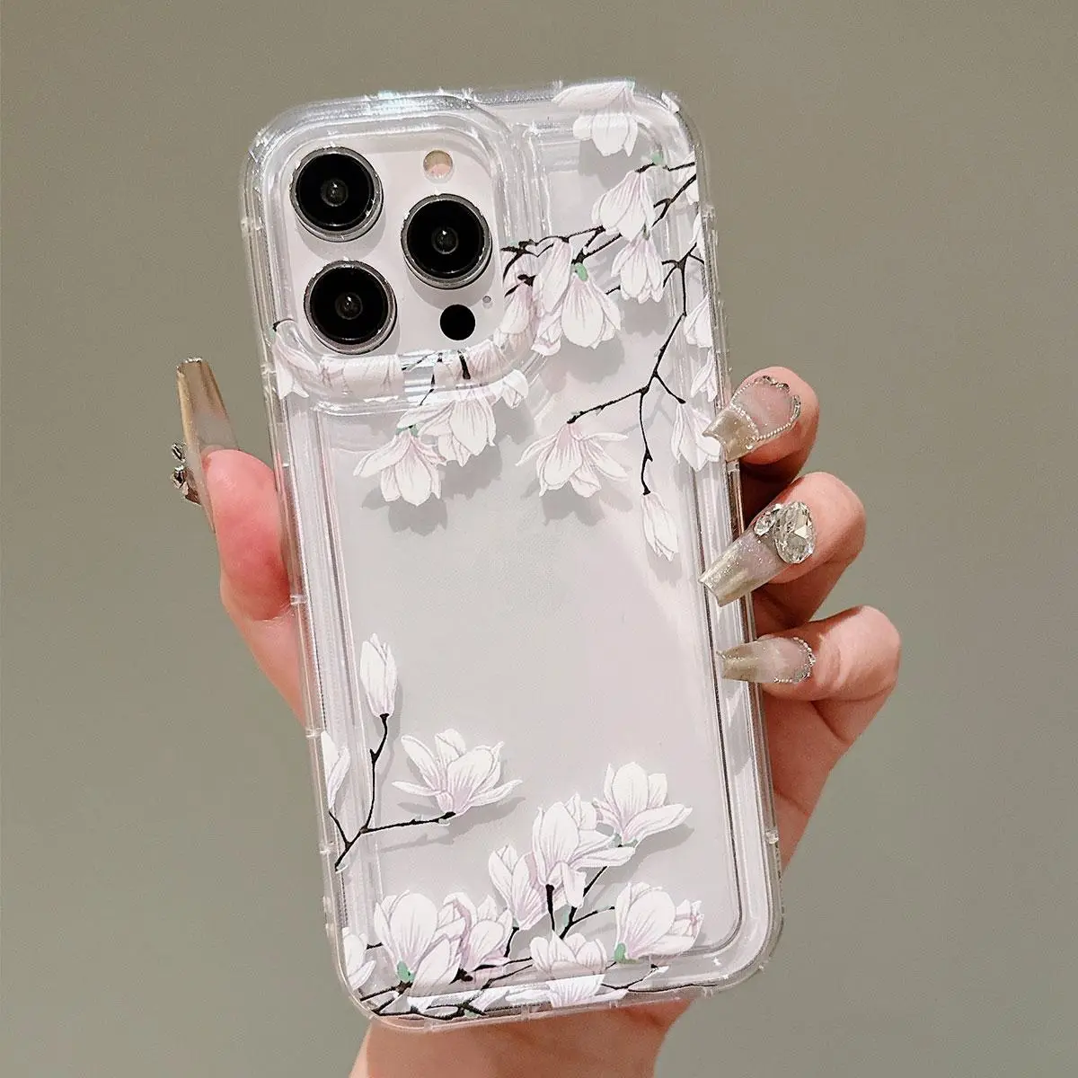 Clear Flower Pattern Phone Case, Decorative Phone Protector Cover, Phone Accessories Compatible With iPhone 11 12 13 14 15 Pro Max 15 Plus X XR XS Max