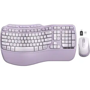 Keyboard and  Combo,  2.4G Full Size Ergo Wave Key Board with Cushioned Plam Rest,  Typing, 3 DPI Adjustable Silent  for /Laptop/Windows/
