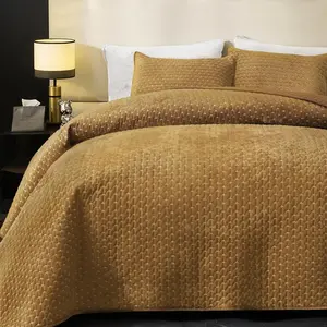 Quilt  Size,Bedspread Quilted Bedding Set,Luxurious Soft Coverlet Set Lightweight  Comforter with Pillow Shams Brown, 96x106  Stitch Striped Quilt Set