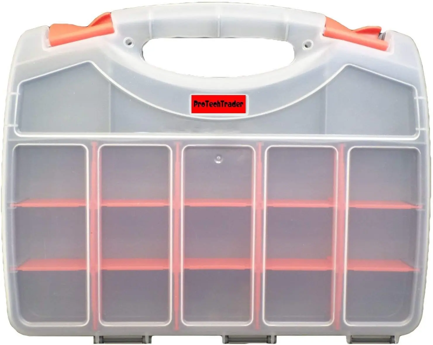 Portable Plastic Carrying Case with 30 Adjustable Compartments for Organizing - Double Sided Craft Storage Box Customizable Dividers Snackle Snack Organizer Container