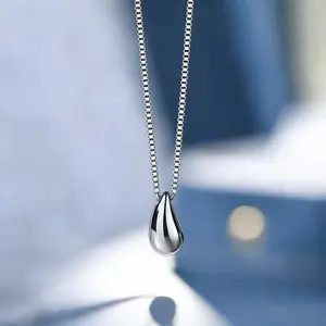 Quality Copper-Plated White Gold Water Drop Ladies' Necklace with Box Chain for Daily Party Christmas Valentine's Day Gifts