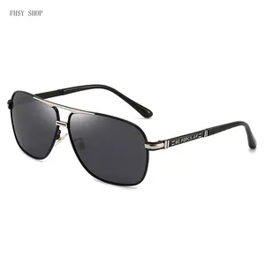 FHSY SHOP Classic Aviator Sunglasses for Men - Letter Detail, UV400 Protection, Polarized Dark Lenses, Anti-Light, LED Light Blocking Stickers - Ideal for Driving, Outdoor Activities, Classic Sunglasses, Outdoor Men's Sunglasses