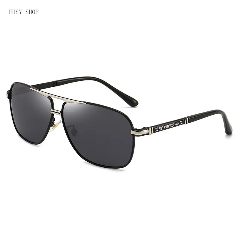 FHSY SHOP Classic Aviator Sunglasses for Men - Letter Detail, UV400 Protection, Polarized Dark Lenses, Anti-Light, LED Light Blocking Stickers - Ideal for Driving, Outdoor Activities, Classic Sunglasses, Outdoor Men's Sunglasses