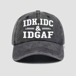 IDK IDC Sarcastic Vintage Washed Cap, Unisex Adjustable Streetwear Hat - gen10114