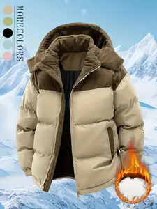 Men's 1 Piece Quilted Hooded Jacket, Perfect for Casual Wear and Everyday Outings, Winter Coat Menswear Tops western wear men western clothing giveon concert outfit fur coat jacket winter coat Long Sleeve