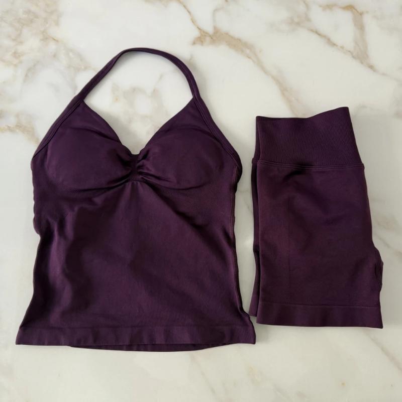 LANDAMCO women Impact Gym 2pcs Longline Strappy Top Workout Vest Scrunch Shorts Sports Suit Fitness Clothes Seamless Yoga pickles and pins set eco friendly activewear cotton tank bra Traditional Embroidered Muslim Robe wrinkle-free shirt Halter