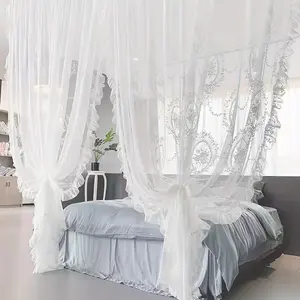 2 Panels Flower Lace Ruffle Sheer Curtains, French Romantic Window Yarn, Balcony Floating Window Bedroom Curtain, Living Room Floor Partition Decorative Curtain, Tassel Decor Curtain, Home Decoration Curtain