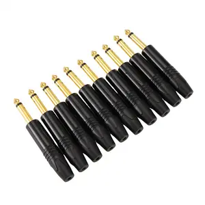 Gold Plating 10Pcs Plug Mono Professional 2 Pole 6.35 Mm 6.5Mm Stereo Jack Plug Neutrik 6.35Mm Jack Black