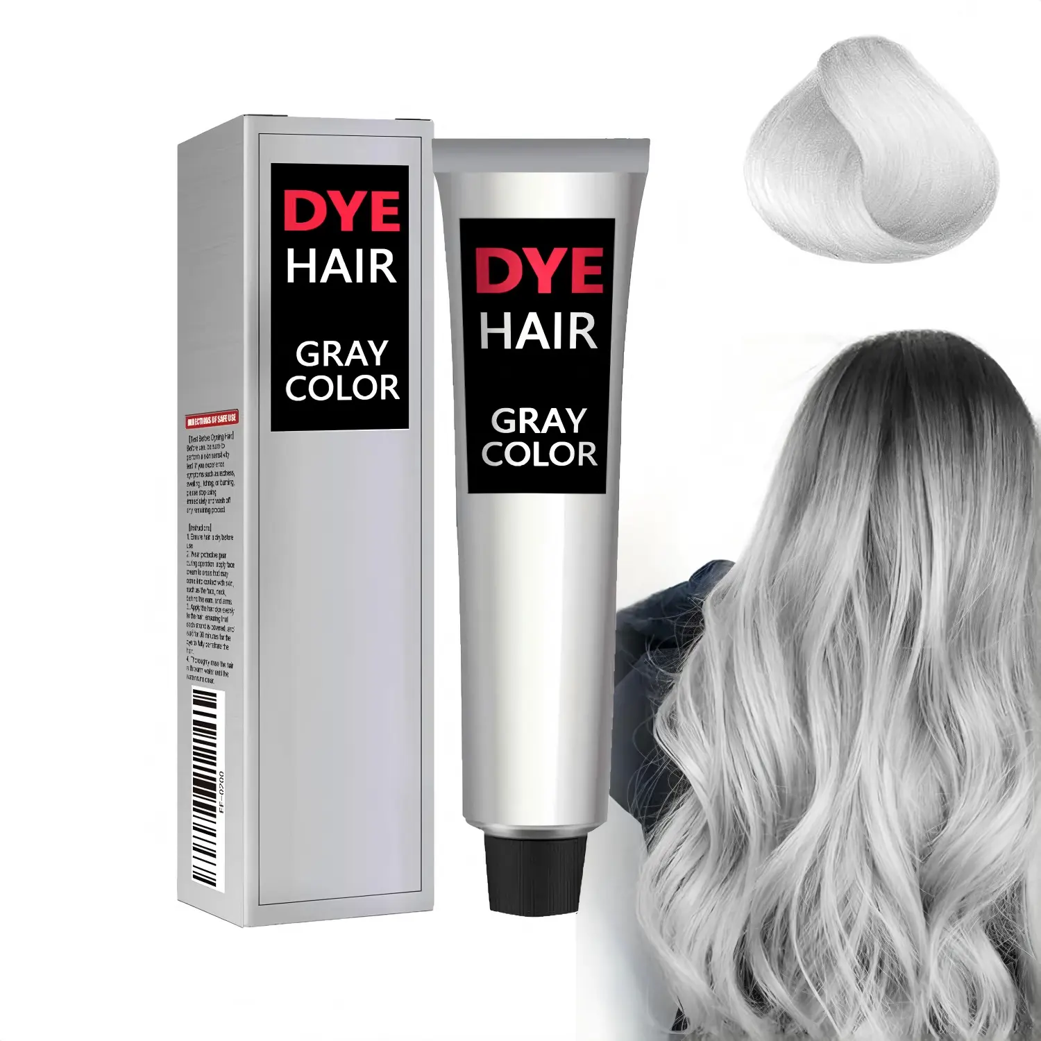 Silver Hair Dye - Permanent Silver Gray Hair Color for Light Hair, Plant-Infused Nourishing Formula,Gray Blending Hair Color, Instant Silver Gray Hair Dye Cream,Long-Lasting,100ml