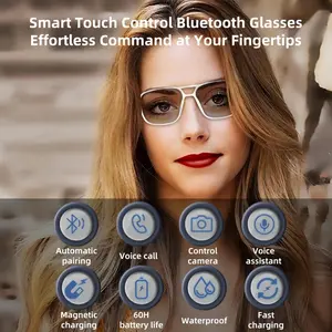 GS10 Smart Glasses for Women, Bluetooth Glasses for Men/Women, Blue Light Filtering Lenses, Intelligent Touch,Open-Ear Clear Sound, Ultralight Comfortable Design for Reading Working,White