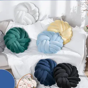 1pc Knot Pillow Round Throw cushion, Soft Knot Ball Pillow Handmade Knotted Modern Home Decorative Cushion, Geometric solid space design, for Bed Bedroom, Couch, hand woven cushion, room decor, home decor, Sofa, cushion, Festival gifts