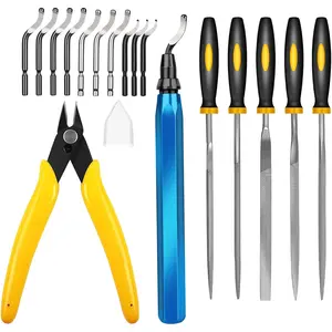17 pcs deburring tool set - including deburring scraper, file&nozzle pliers, precision hand tools, suitable for Gundam, miniature models, resin models, DIY handmade, used for metal, plastic, brass