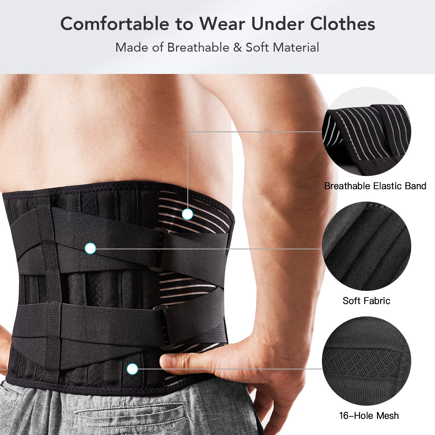 Adjustable Lumbar Support Belt - Breathable Back Brace with Pressure Pad