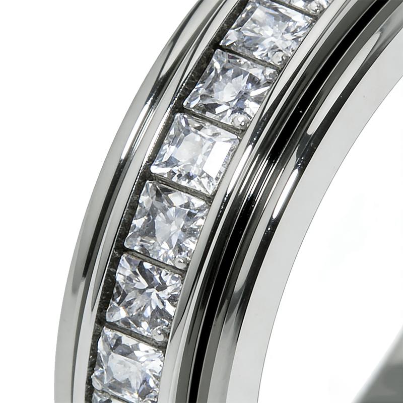 Anxiety Rings for Women and Men Titanium Steel Spinner Fidget Band Rings with Cubic Zirconia for Stress Relief and Wedding Promise Comfort Fit Size 5 to 12