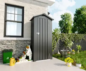 Outdoor Metal Storage Shed, Garden Tool Shed with Lock, Galvanized Steel Utility Cabinet, Weather-Resistant Storage for Garden Tools Organization