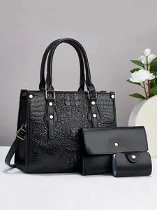 New High-End Women's Combo Bag, Crocodile Pattern Tote, Versatile Handbag, Elegant and Durable, Large Capacity, Shoulder and Crossbody