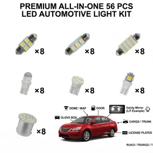 56Pcs Ultra Bright White LED Car Interior Lights Kit, 6000K Dome Map Trunk License Plate Replacement Bulbs rock