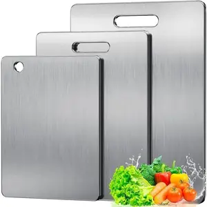 Titanium Cutting Board Set of 3, Titanium Cutting Boards for Kitchen, Non Toxic, Double-Sided Food Grade Chopping Board for Cutting Meat Vegetable Fruit, Outdoor Camping