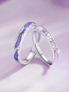 Butterfly Couple Rings, Enamel Resin Open Ring Set, Unisex Luxury Jewelry, Perfect Gift for Girlfriend, Daily Wear Couples' Accessories
