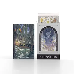 Faraway Monsoon mini edition warm healing style, low saturation hand-painted illustration, black core paper, crushed silver gilt edge Decor Wall Decoration Ornaments Print