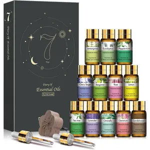 Essential Oil Set, 12x5ml Essential Oils Gift Set with Diffused Wood, Essential Oils for Diffusers DIY Candle Soap Making