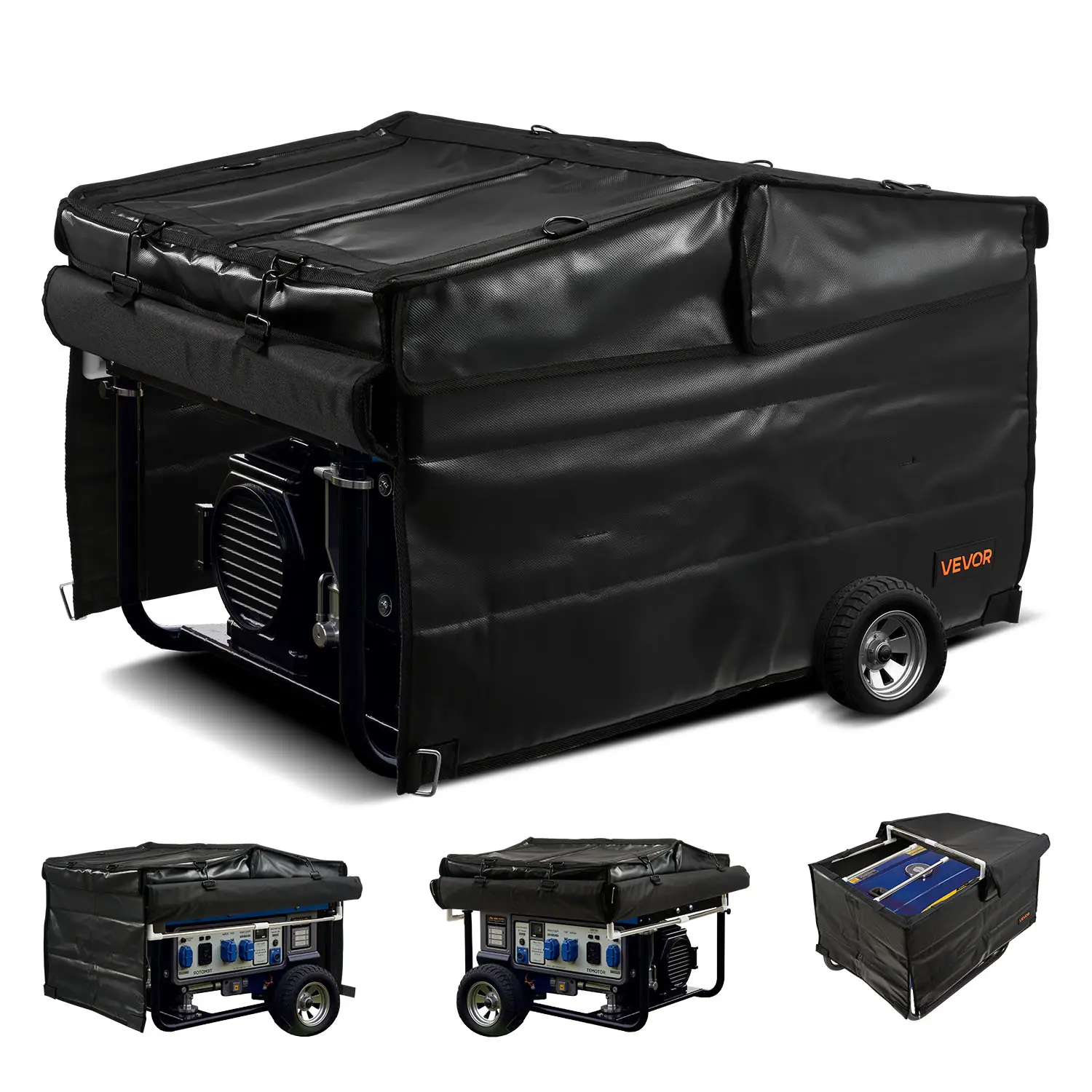 VEVOR Generator Cover, 34 x 26 x 21 Inch Waterproof Universal Generator Cover for Most Generators 3500-12000 Watt, Portable Generator Running Cover with Heavy Duty Thicken 420D Oxford Fabric, Black