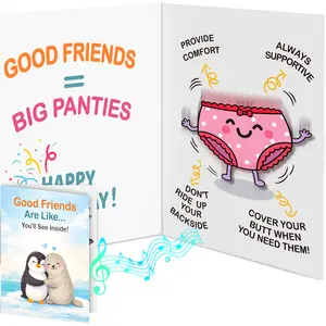 Funny Musical Birthday Card for Best Friend - Shaking Underwear Pop Up Card, Hilarious Gag Gift for BFF, Bestie, Work Friend