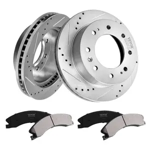 VEVOR Front Brake Kit Compatible with 2011-2019 Chevy Silverado GMC Sierra 2500 3500 HD, Drilled and Slotted Brake Rotors Ceramic Brake Pads Replacement Kit, 14 Front Rotors