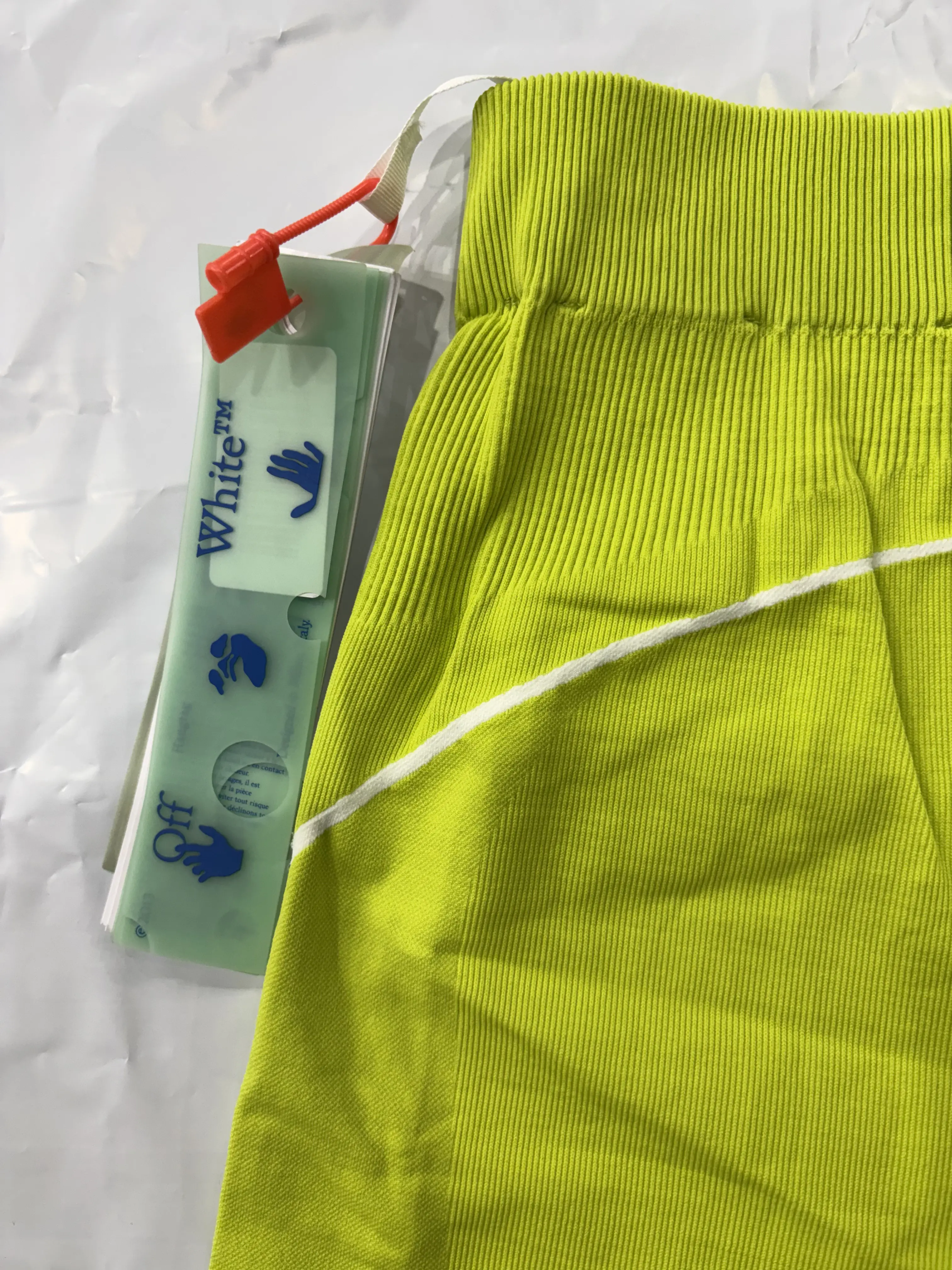 Off-White Off Stamp Seamless Compression Shorts - Yellow Fluo, S/M (22" Fit Bottom), Casual Comfortable Sports Bottom